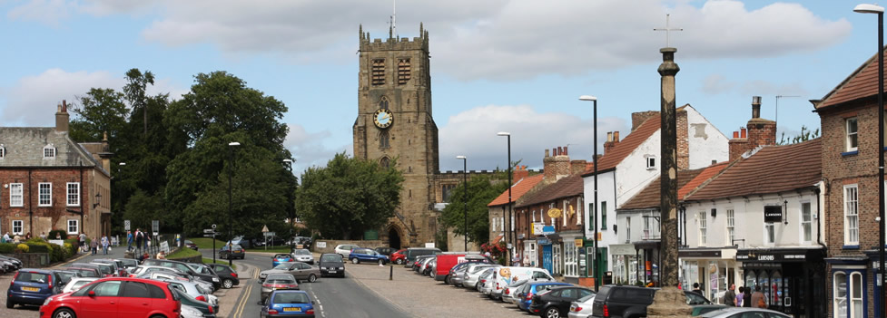 Bedale town centre and church - Bedale